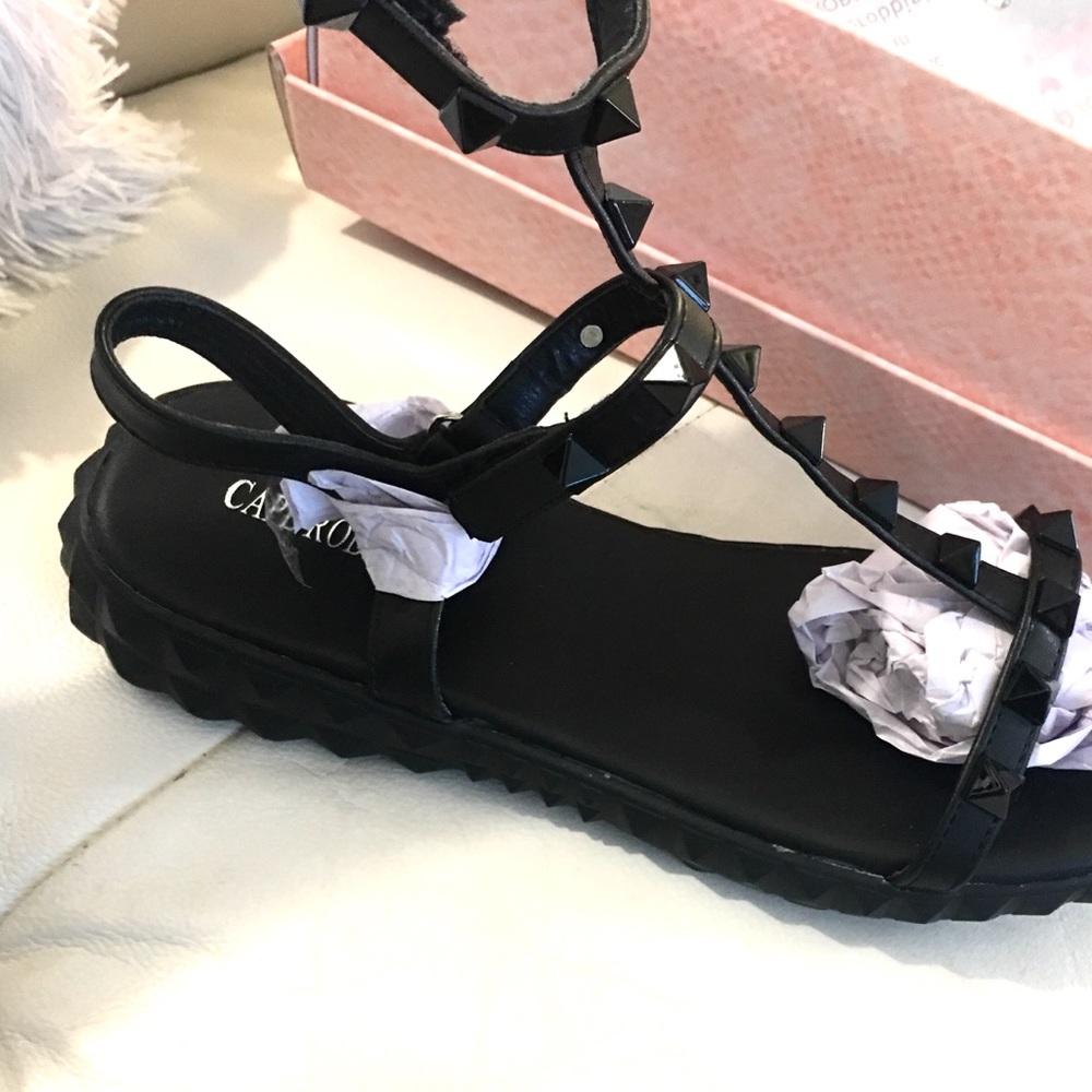 Black studded strappy sandal - Picture 6 of 7